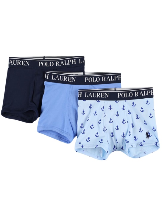 Ralph Lauren: Lot de 3 boxers en coton stretch - Bleu - kids-boys_0 | Luisa Via Roma