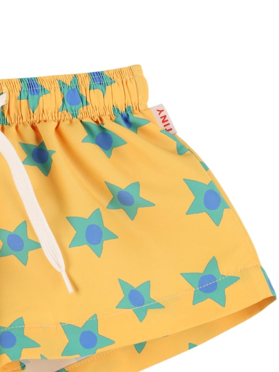Tiny Cottons: Printed nylon swim shorts - Yellow - kids-boys_1 | Luisa Via Roma