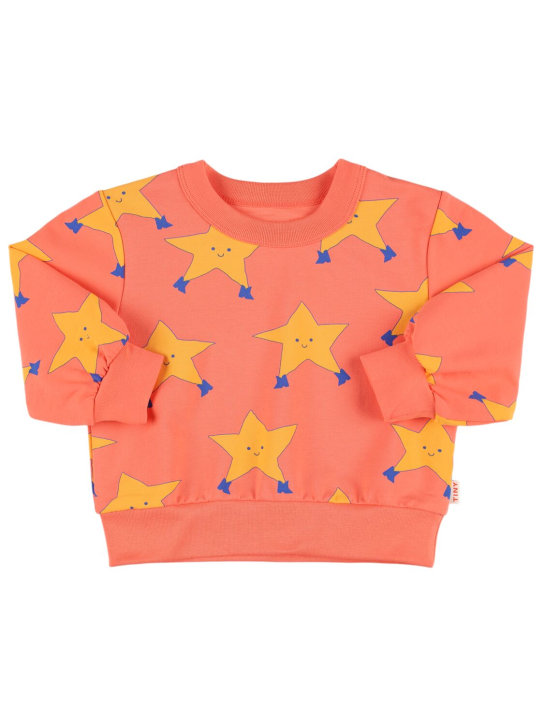 Tiny Cottons: Star print Pima cotton sweatshirt - Red - kids-girls_0 | Luisa Via Roma