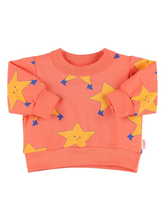 Tiny Cottons: Sweat-shirt en coton Pima imprimé étoiles - Rouge - kids-boys_0 | Luisa Via Roma