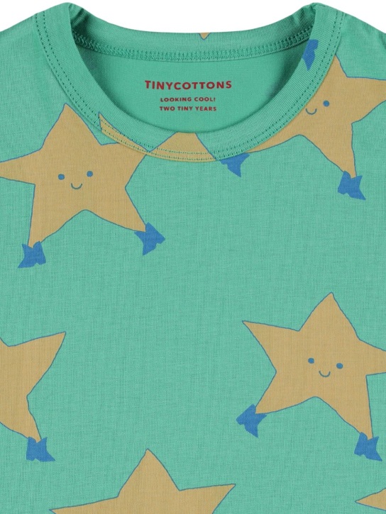 Tiny Cottons: 스타 프린트 Pima 코튼 티셔츠 - 그린 - kids-boys_1 | Luisa Via Roma