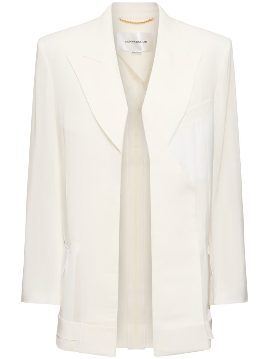 Victoria Beckham: Viscose & wool tailored jacket - White - women_0 | Luisa Via Roma