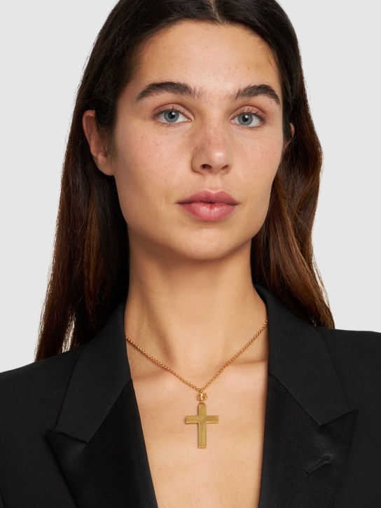 Dolce&Gabbana: Collier à pendentif croix plaquée - Or - women_1 | Luisa Via Roma