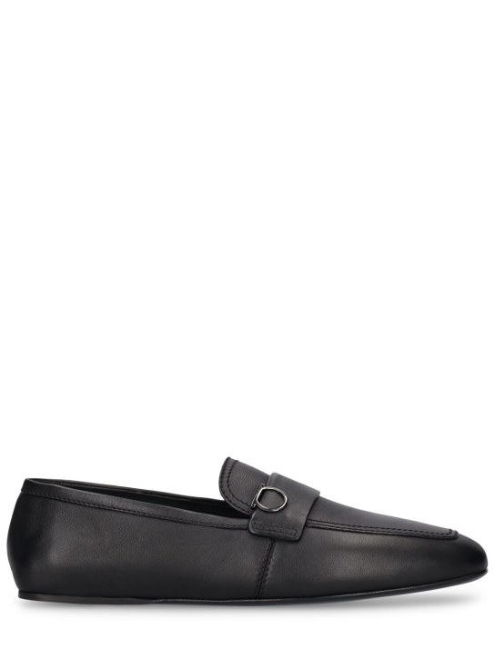 Ferragamo: Debros leather loafers - Black - men_0 | Luisa Via Roma