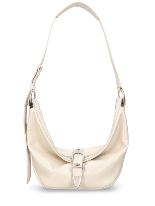 Marge Sherwood: Medium Belted leather hobo bag - Cream Glossy - women_0 | Luisa Via Roma