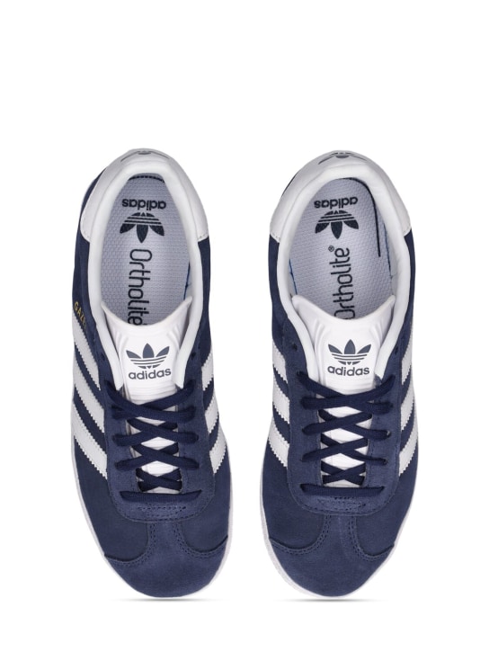 adidas Originals: Gazelle suede lace-up sneakers - Dark Blue - kids-girls_1 | Luisa Via Roma