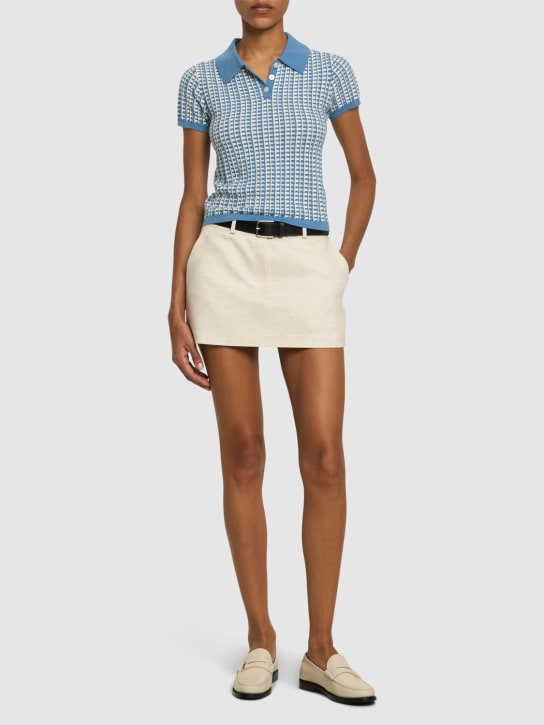Guest In Residence: Polo in cotone gingham - Blu/Crema - women_1 | Luisa Via Roma
