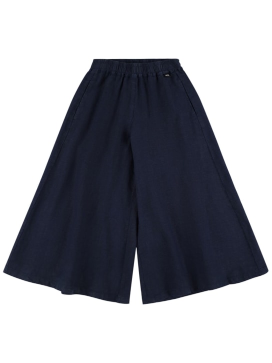 ASPESI: Pantalones anchos de lino - Azul Marino - kids-girls_0 | Luisa Via Roma