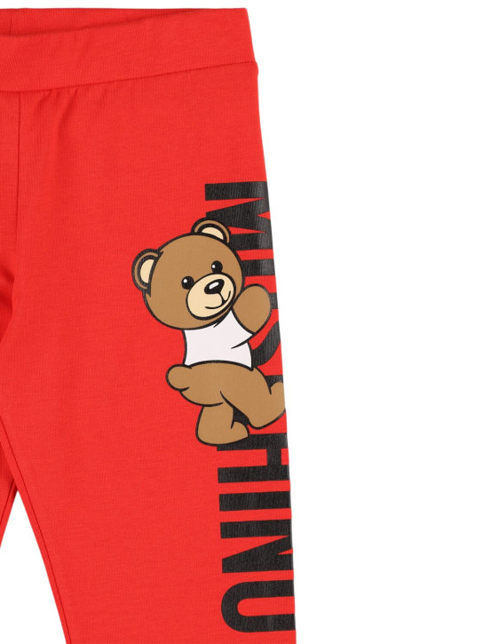Moschino: Cotton jersey leggings - Red - kids-girls_1 | Luisa Via Roma