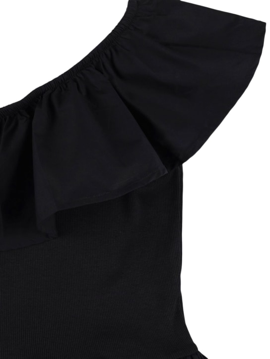 Molo: Cotton jersey & poplin dress - Black - kids-girls_1 | Luisa Via Roma