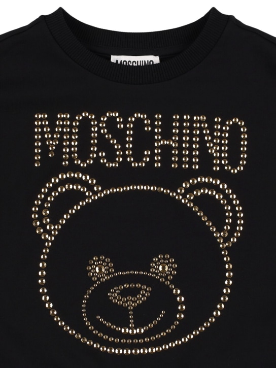 Moschino: Sweat-shirt en coton à col rond - Noir - kids-girls_1 | Luisa Via Roma