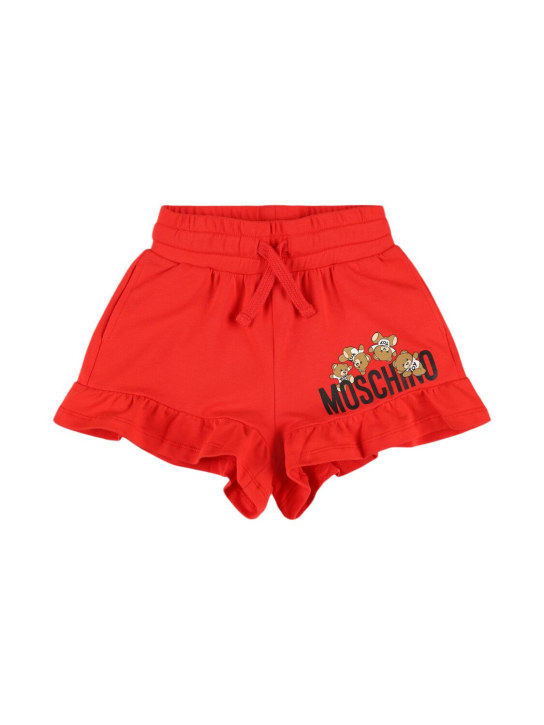Moschino: Shorts in felpa di cotone - Rosso - kids-girls_0 | Luisa Via Roma