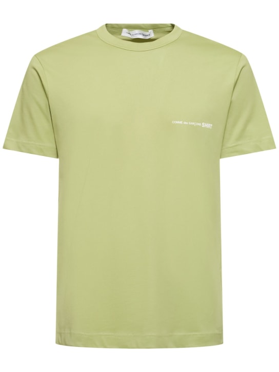 Comme des Garçons Shirt: Logo cotton t-shirt - Khaki - men_0 | Luisa Via Roma