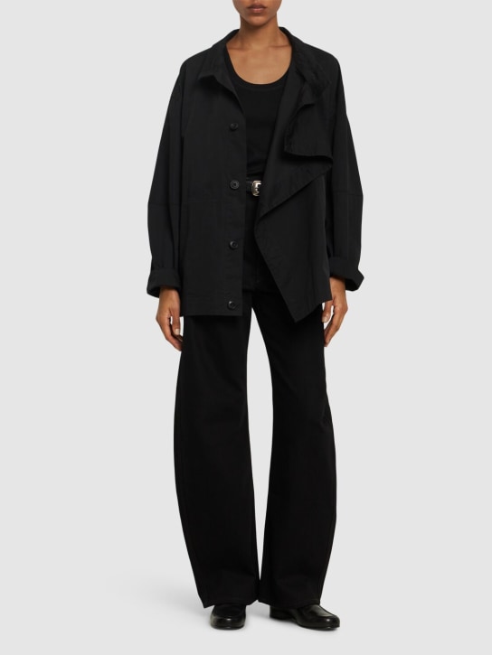 Lemaire: Asymmetrical cotton jacket - Black - women_1 | Luisa Via Roma