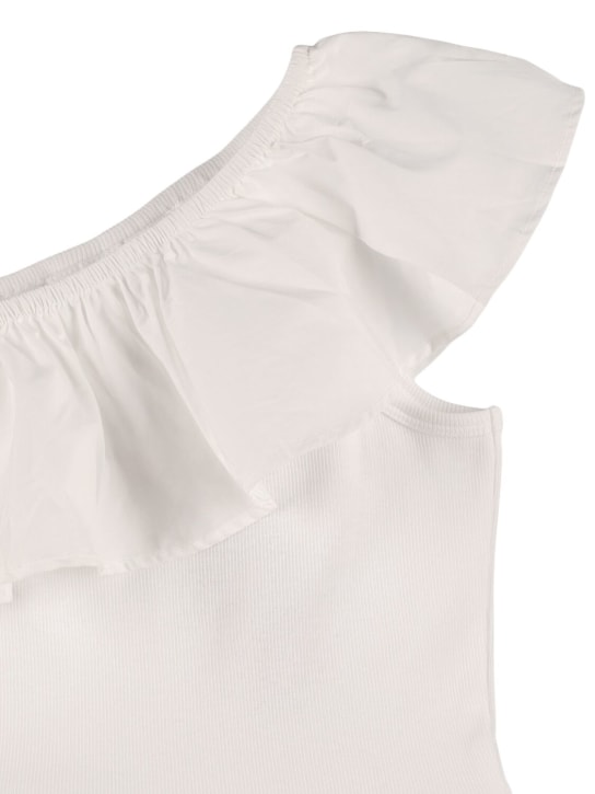 Molo: Cotton jersey & poplin dress - White - kids-girls_1 | Luisa Via Roma