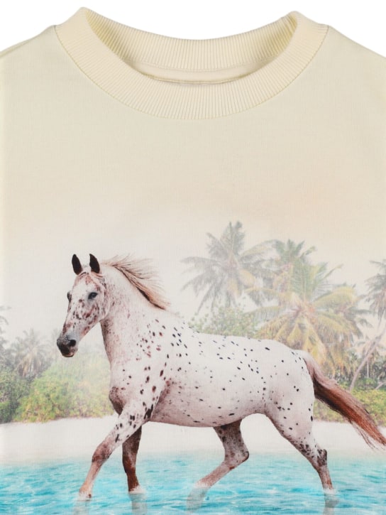 Molo: Horse print organic cotton sweatshirt - Multicolor - kids-girls_1 | Luisa Via Roma