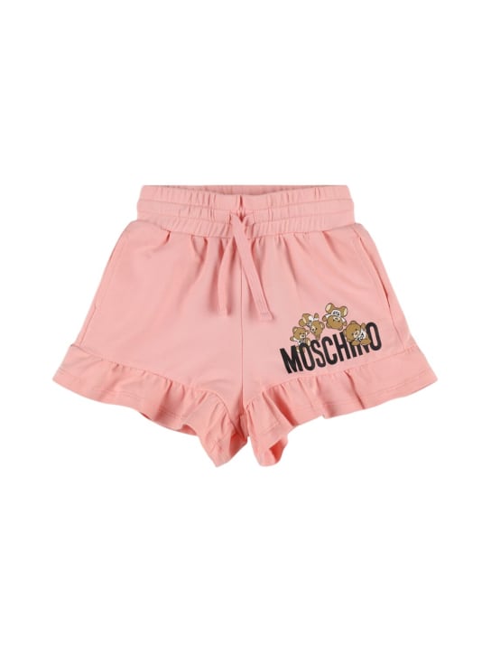 Moschino: Cotton sweat shorts - Pink - kids-girls_0 | Luisa Via Roma