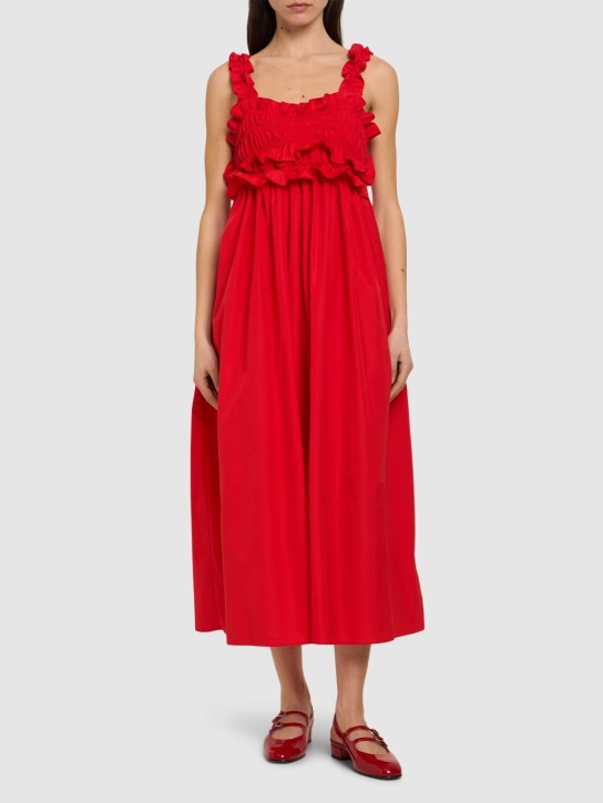 Cecilie Bahnsen: Langes Kleid aus Baumwolle mit Rüschen „Giovanna“ - Rot - women_1 | Luisa Via Roma