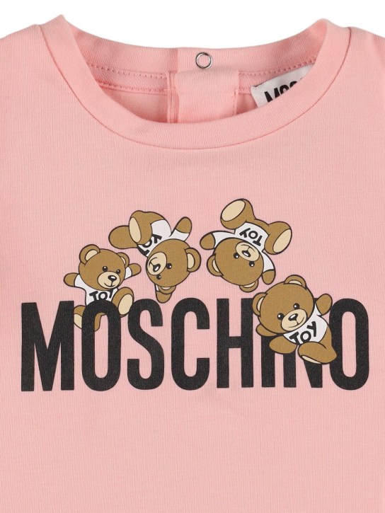 Moschino: T-shirt & short en jersey de coton - Rose/Blanc - kids-girls_1 | Luisa Via Roma