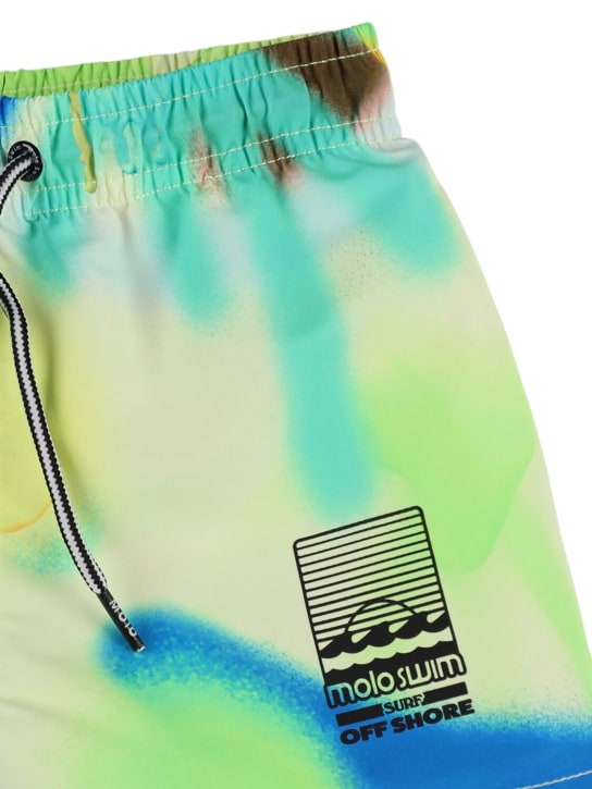 Molo: Shorts mare in nylon riciclato stampato - Multicolore - kids-boys_1 | Luisa Via Roma