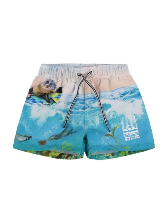 Molo: Printed recycled nylon swim shorts - Multicolor - kids-boys_0 | Luisa Via Roma