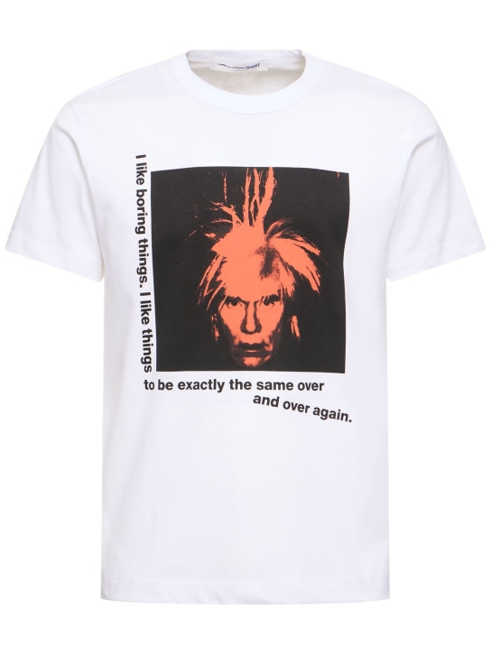 Comme des Garçons Shirt: Andy Warhol printed cotton t- shirt - White - men_0 | Luisa Via Roma