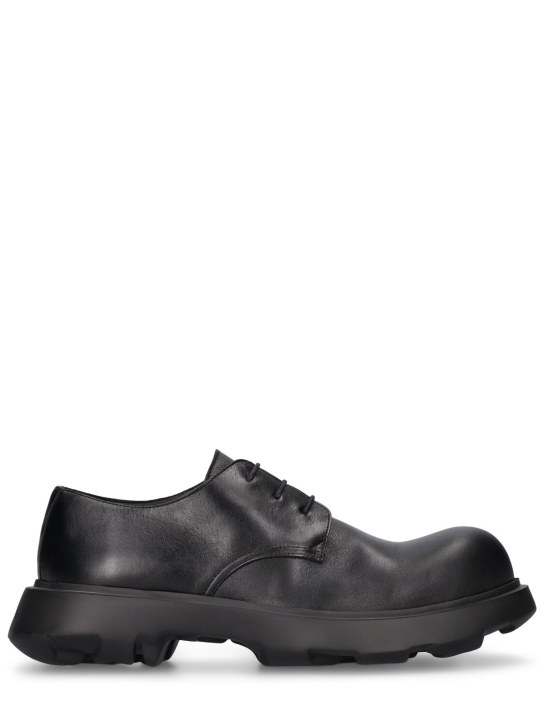 Acne Studios: Berby Stars leather derby lace-up shoes - Black - men_0 | Luisa Via Roma