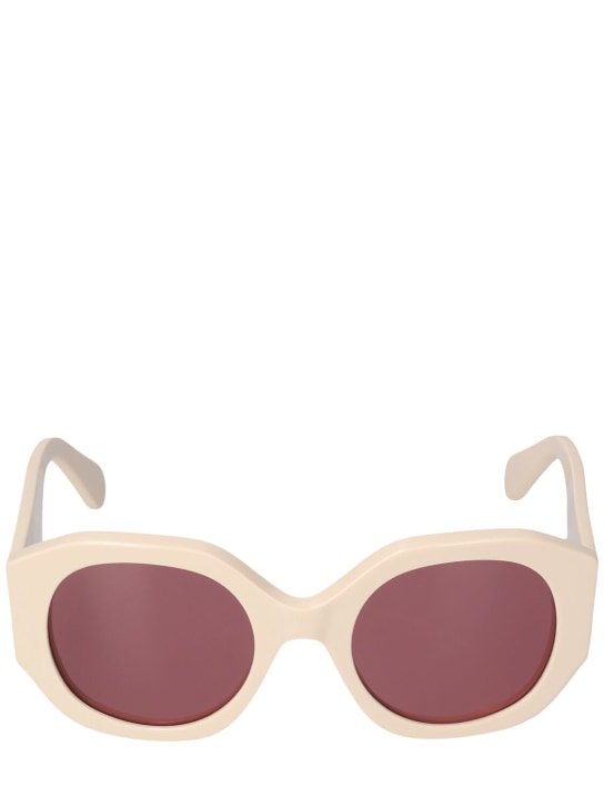 Chloé: Runde, oversized Sonnenbrille aus Acetat mit Logo - Elfenbein/Rot - women_0 | Luisa Via Roma