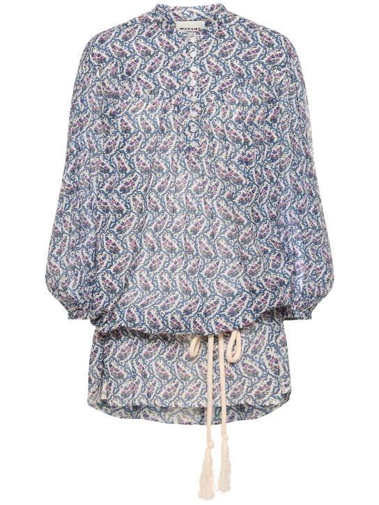 Marant Etoile: Vestido corto de algodón estampado - Ecru/Multi - women_0 | Luisa Via Roma