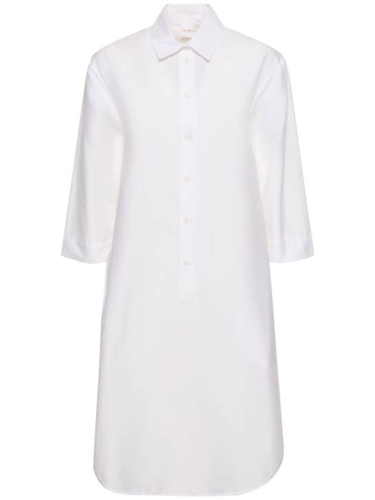 Max Mara: Quincy cotton poplin midi shirt dress - White - women_0 | Luisa Via Roma