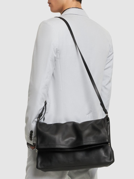 Dries Van Noten: Leather crossbody bag - Black - men_1 | Luisa Via Roma