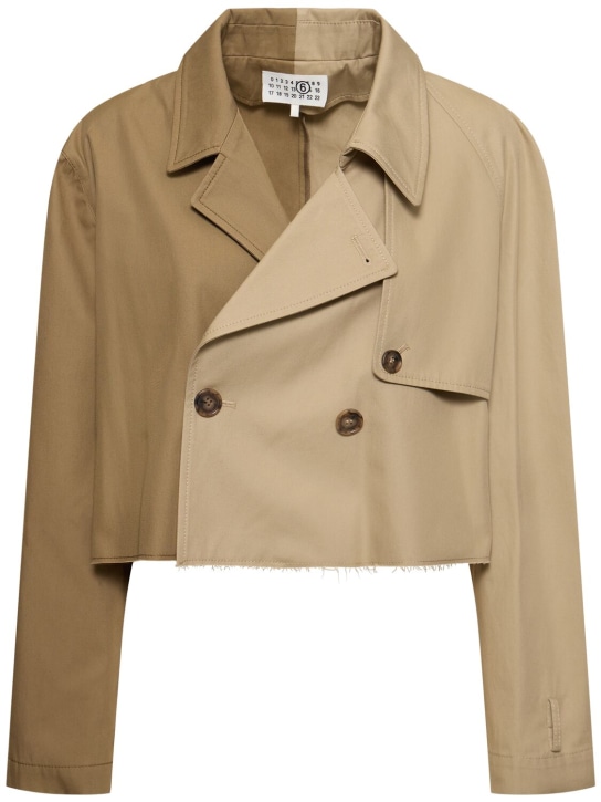 MM6 Maison Margiela: Cotton gabardine jacket - Beige - women_0 | Luisa Via Roma