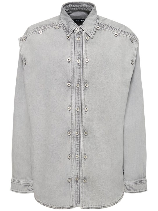 Y/PROJECT: Denim buttons shirt jacket - Light Grey - women_0 | Luisa Via Roma