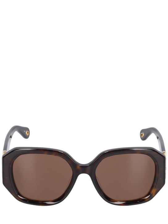 Chloé: Marcie squared bio-acetate sunglasses - Havana/Brown - women_0 | Luisa Via Roma