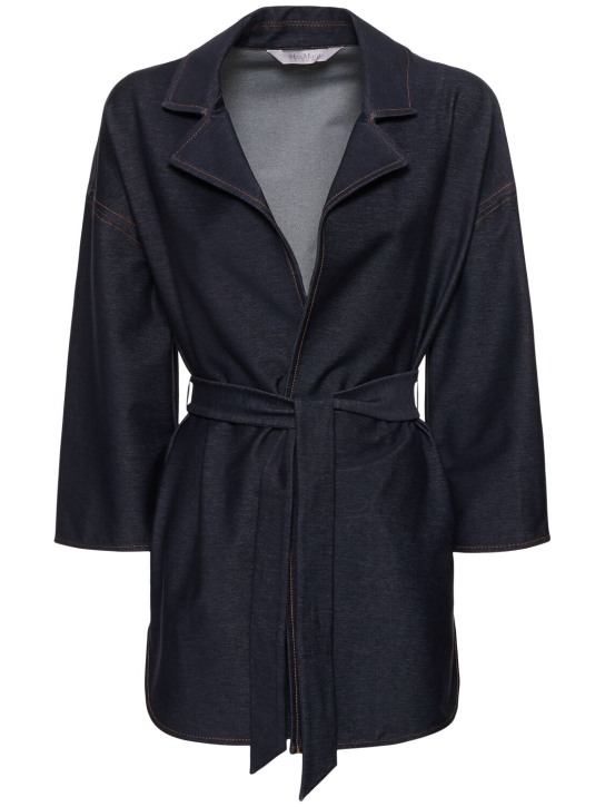 Max Mara: Visone jersey denim effect jacket - Navy - women_0 | Luisa Via Roma