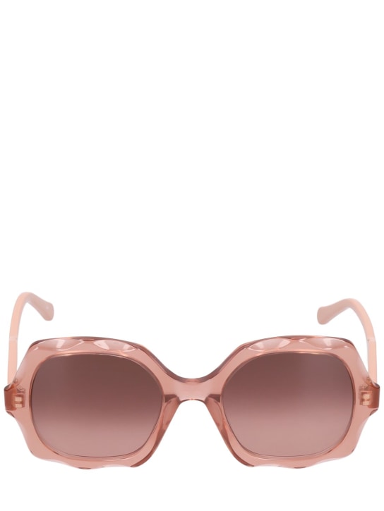 Chloé: Scalloped squared bio-acetate sunglasses - Brown/Copper - women_0 | Luisa Via Roma