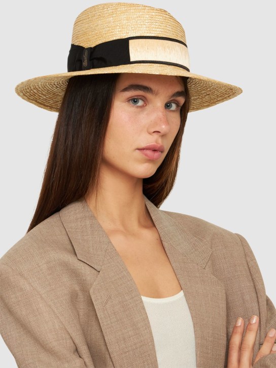 Borsalino: Romy straw hat w/ bow - Naturale/Nero - women_1 | Luisa Via Roma