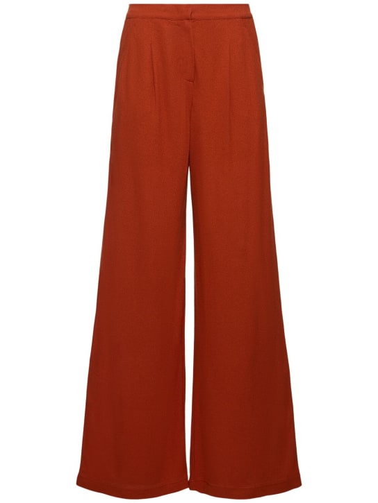 Max Mara: Brina linen blend jersey straight pants - Red - women_0 | Luisa Via Roma