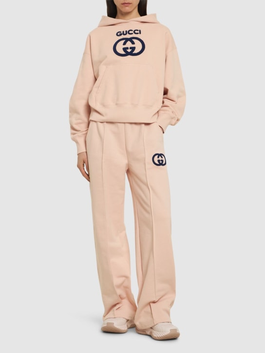 Gucci: Cotton jersey sweatshirt with embroidery - Soft Pink - women_1 | Luisa Via Roma