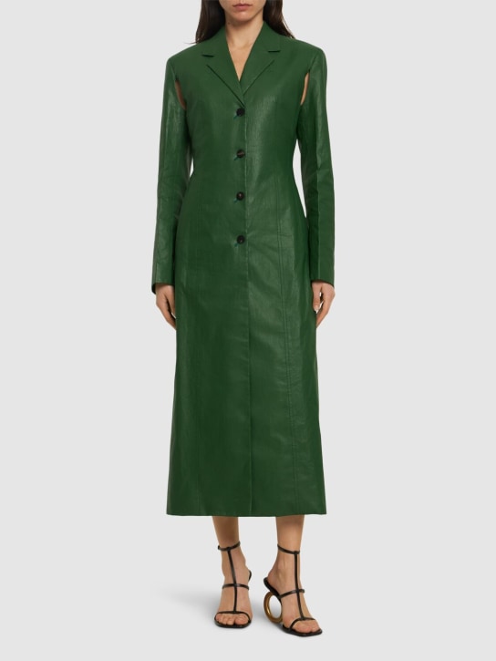 Ferragamo: Einreihiger Mantel aus Viskose - Grün - women_1 | Luisa Via Roma