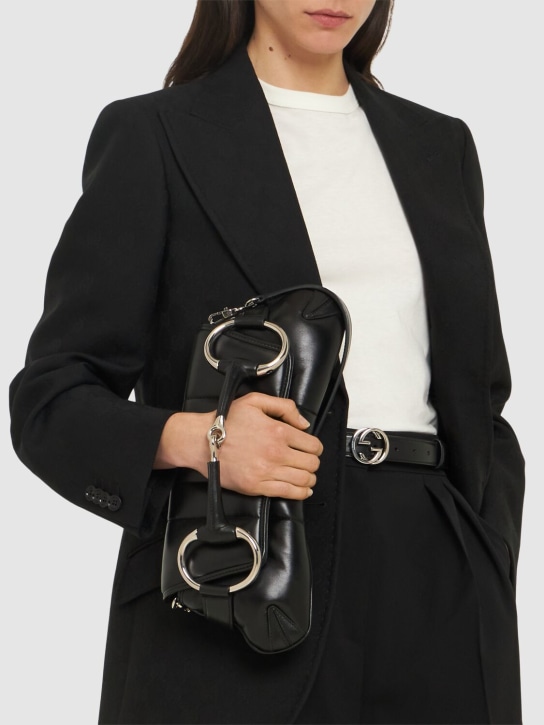 Gucci: Medium Gucci Horsebit Chain leather bag - Black - women_1 | Luisa Via Roma