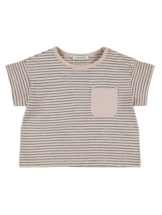 Liewood: Organic cotton jersey t-shirt - Sand/Navy - kids-boys_0 | Luisa Via Roma