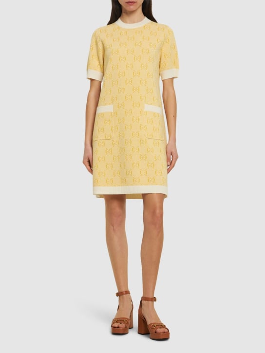 Gucci: GG wool jacquard dress - Yellow - women_1 | Luisa Via Roma