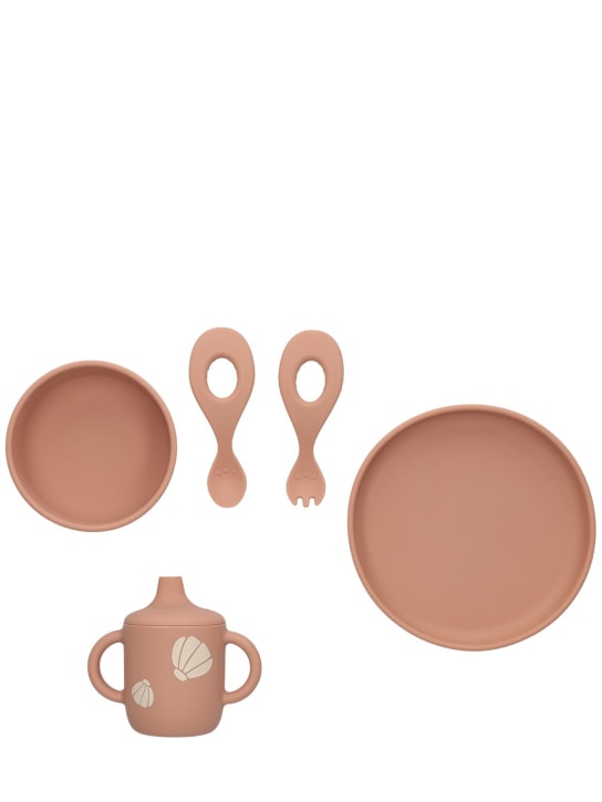 Liewood: Shell print silicone tableware set - Pink - kids-boys_0 | Luisa Via Roma
