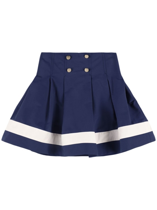 Monnalisa: Stretch cotton levantine skirt - Navy - kids-girls_0 | Luisa Via Roma