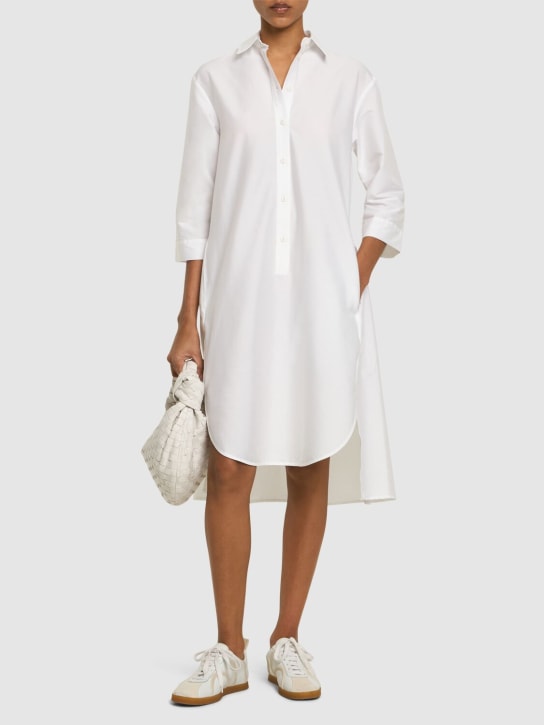 Max Mara: Quincy cotton poplin midi shirt dress - White - women_1 | Luisa Via Roma