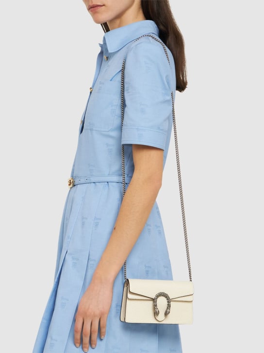 Gucci: Super mini Dionysus leather shoulder bag - White - women_1 | Luisa Via Roma