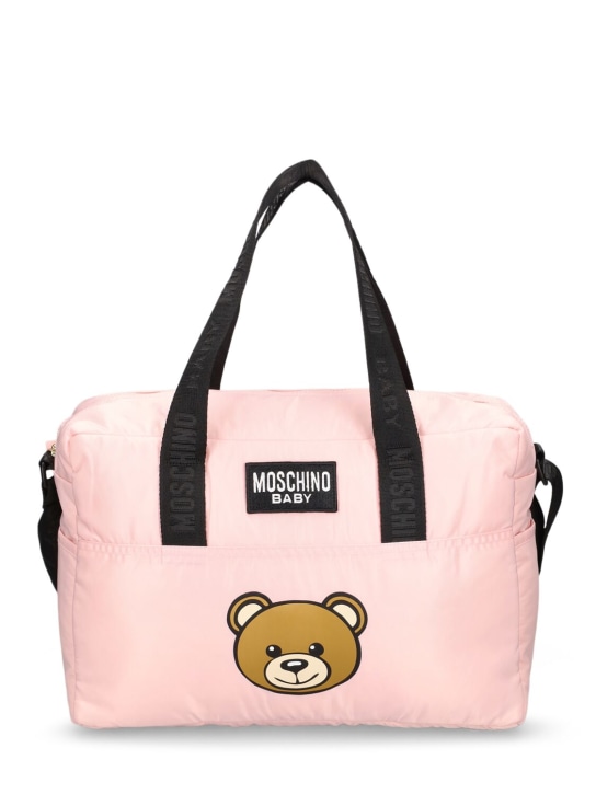 Moschino: Cotton jersey changing bag & mat - Pink - kids-girls_1 | Luisa Via Roma