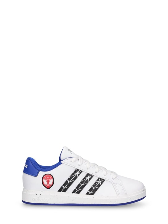 adidas Originals: Grand Court Spiderman print sneakers - White/Black - kids-boys_0 | Luisa Via Roma