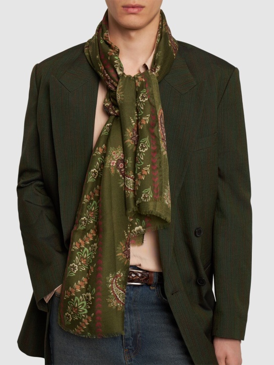 Etro: Cashmere & silk scarf - Green - men_1 | Luisa Via Roma